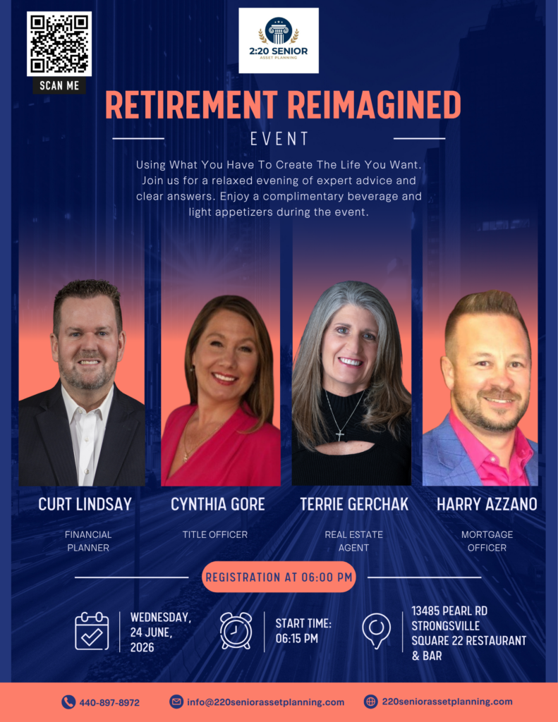 Retirement Reimagined Event flyer - 2:20 Senior Asset Planning Strongsville